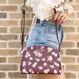 Kate Spade Frosted Deep Berry floral tinsel crossbody purse NWOT